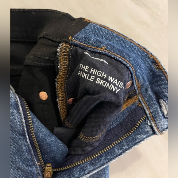 7 for All Mankind High Waist Ankle Skinny Denim & Black Coated Jean - Picture 3 of 5